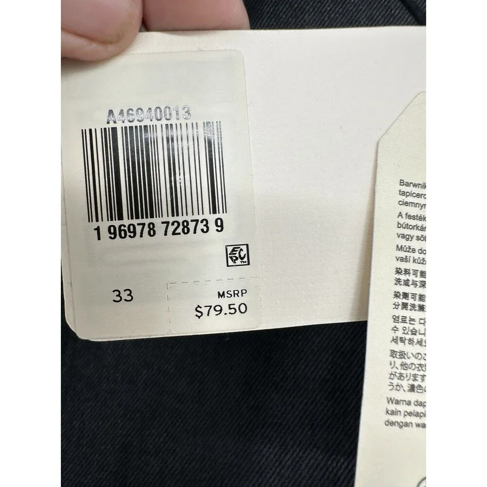Levi's Icon Skirt, Black Denim, Coated,‎ Button Fly, Cotton, Mini, Size 33 NWT